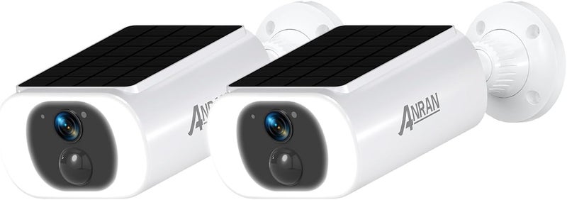 ANRAN 2K Solar Security Camera Wireless Outdoor, Forever Power with Built-in Solar Panel, WiFi Home Security Cameras, 2-Way Audio, PIR Detection, Color Night Vision, Works with Alexa, C3 2-Cam Pack - Image 1